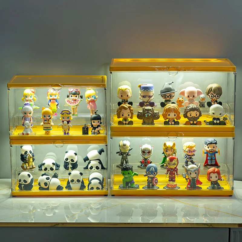 Hand-made blind box storage display cabinet transparent dust-proof  stackable doll swing cabinet