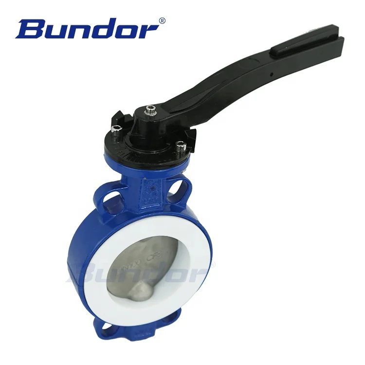 Bundor PN10/16 PTFE 8 Inch Sea Water Wafer Butterfly Valve Price List