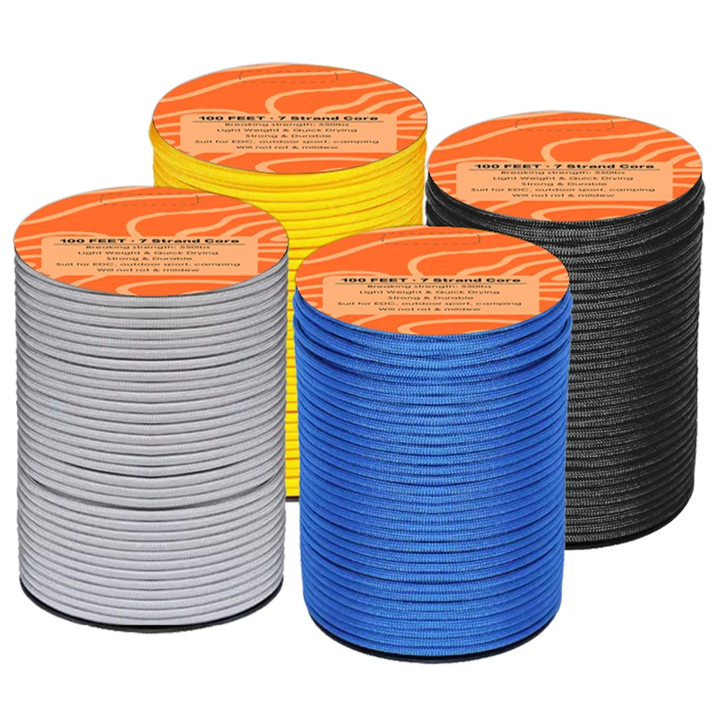 Baiyuheng Custom High Quality Nylon Braided Rope 3mm 4mm 5mm 6mm 7mm Paracord 1000 ft outdoor climbing working rope