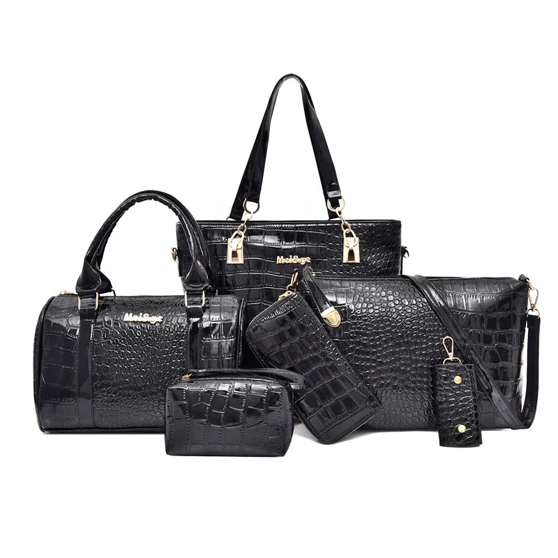 Purse Set New Fashion Crocodile Pattern Handbag Women and Luxury Ladies Bags Six-Piece Set Style Bag