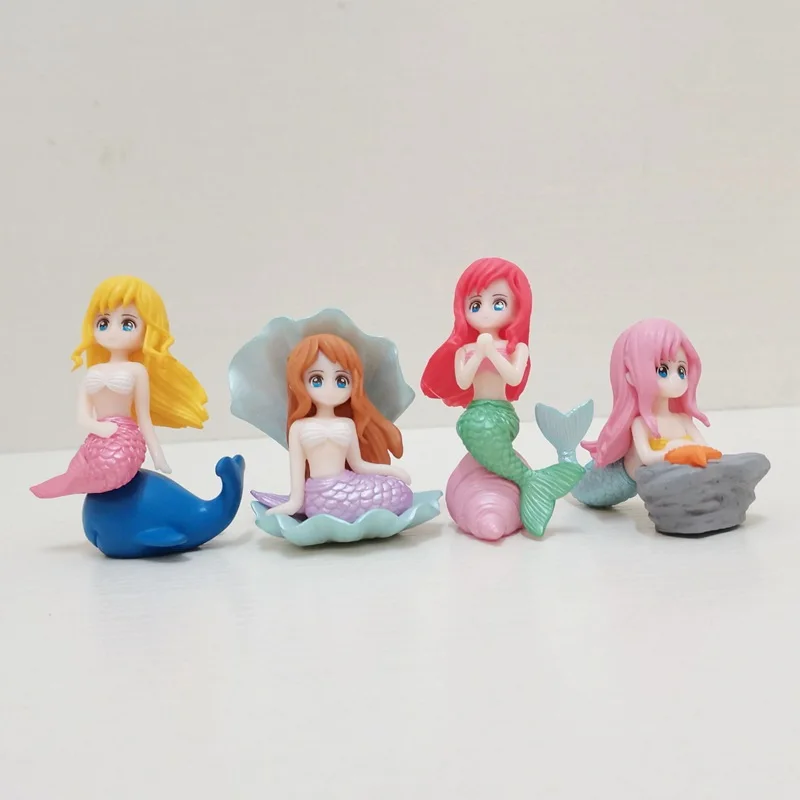 figurines Home Aquariums Fish Tank Decor Micro Landscape Ornaments Plastic Figure Girl Seashell Mermaid
