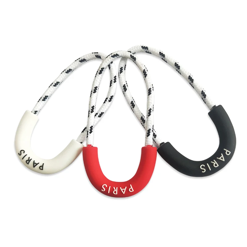Custom Engraved Logo rubber Brand Zipper Pull Charms for handbag