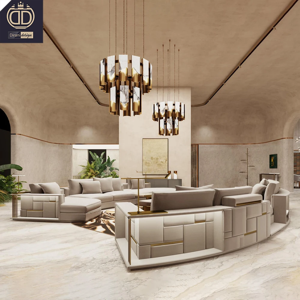 modular big commercial Italian luxury leather curved couch sofa modern sectional living room curved sofa