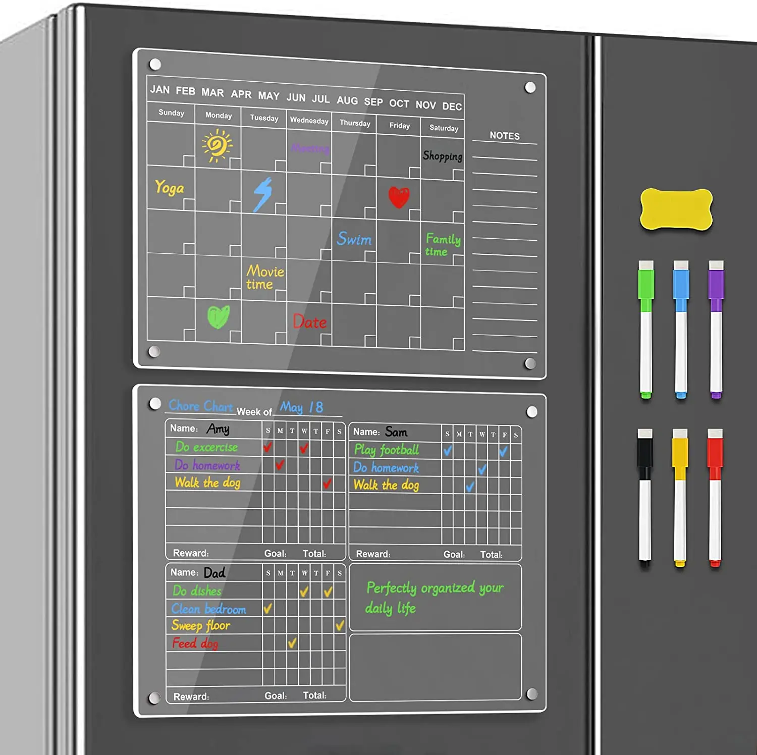 Factory Supply Hot Sales Customized Wholesale Monthly Weekly Daily Calendar Planner Magnetic Dry Erase Acrylic Whiteboard