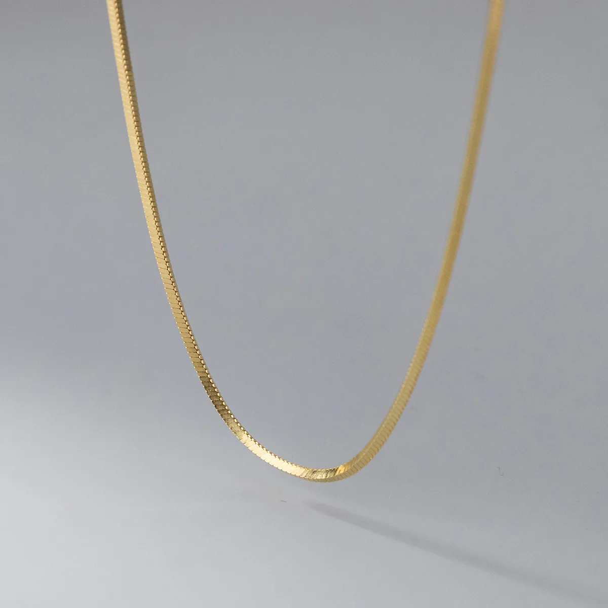 925 sterling silver women minimalist four-corner snake bone chain necklace 925 silver gold-plated snake chain