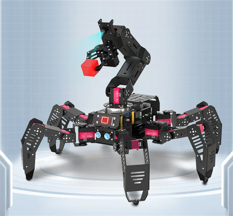 Raspberry Pi 4B Hexapod Robot SpiderPi Pro Kit Equipped with AI Vision Robotic Arm Tracking and Grabbing