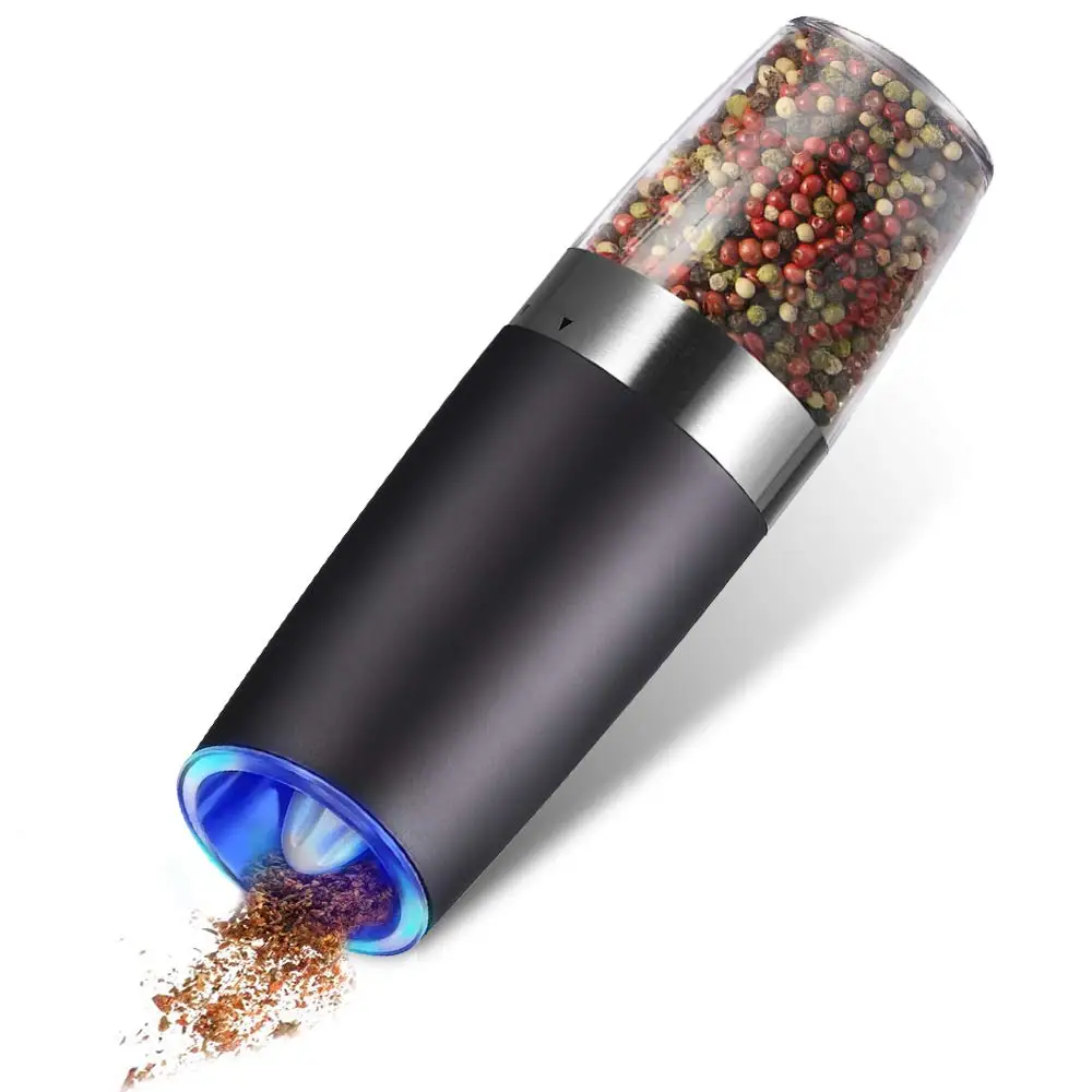 Battery Powered with LED Light One Hand Automatic Operation pepper grinder salt pepper mill