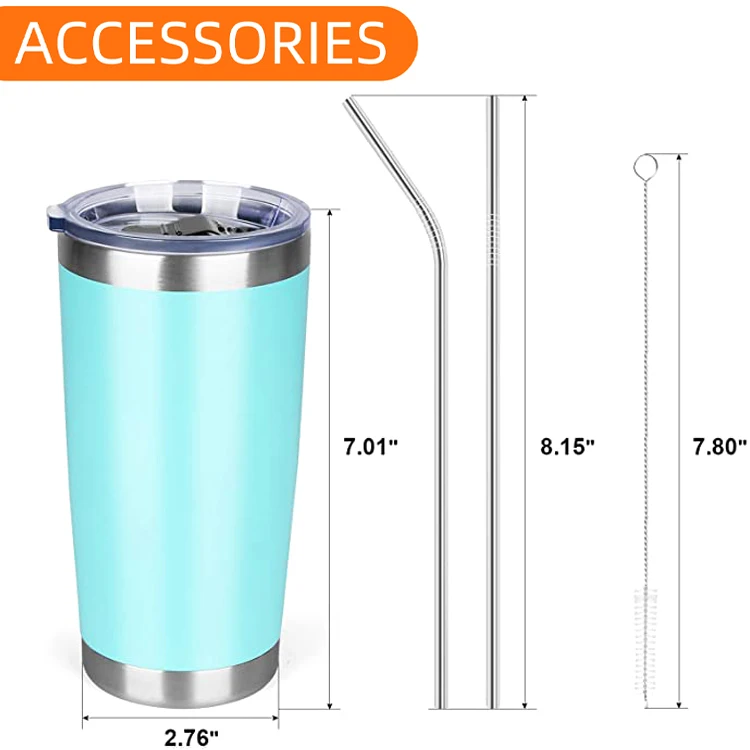 WeVi 20oz 30oz Stainless Steel Travel Coffee Tumbler Cups Double Wall with Handle Straw Beer Tea Wine Gift PS Material Wholesale