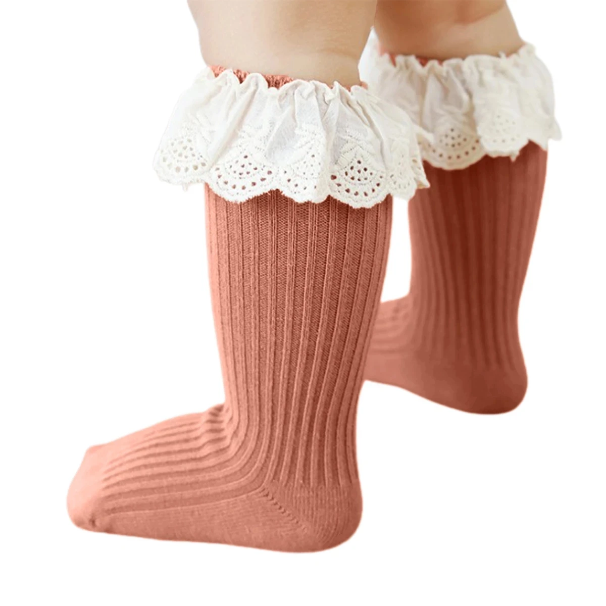 Lace Ruffle Socks Baby Newborn Girls Infant Toddler Children Ribbed Non-Slip Leg Warmer Autumn Winter Warm Socks 0-3Y