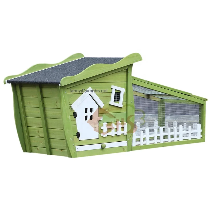middle size customized fast delivery green and white fir wood cedar metal wire rabbit hutch small animal cages