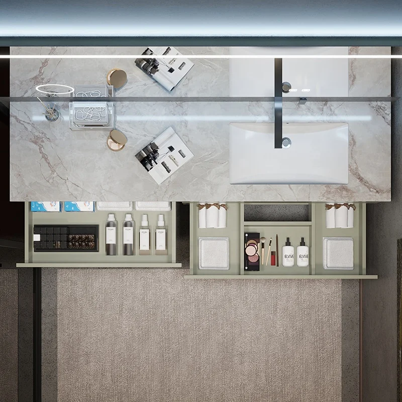 Light luxury Slate One Basin Bathroom Cabinet Combination Modern Minimalist Bathroom Washbasin Hand Wash Basin Dresser