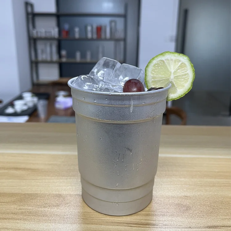 2024 New Aluminum Mug Cup Wholesale 500Ml Single Wall Stackable Aluminum Beer Cups Cold Drinking Water Bottles Beer Aluminum Mug