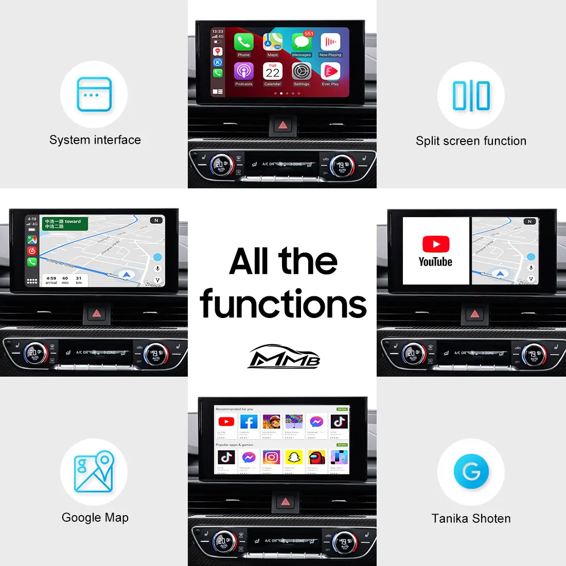 Joyeauto USB Car Video Audio carplay MMB 4GB 64GB android 11 tv box ai box wireless dongle