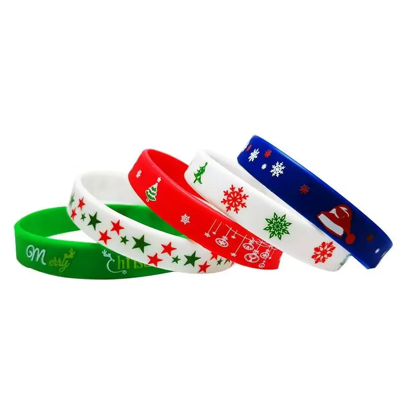 Christmas Bracelet Gift Charm Silicone Wristband Custom logo Bracelets Sets High Quality Wrist Band