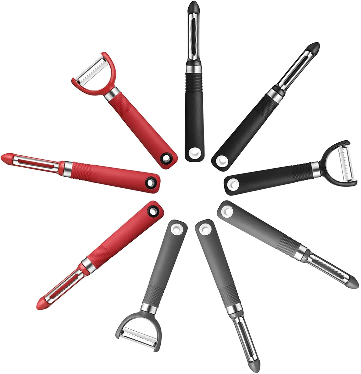 3 Piece Soft Grip Apple Potato Peeler With Long Handle