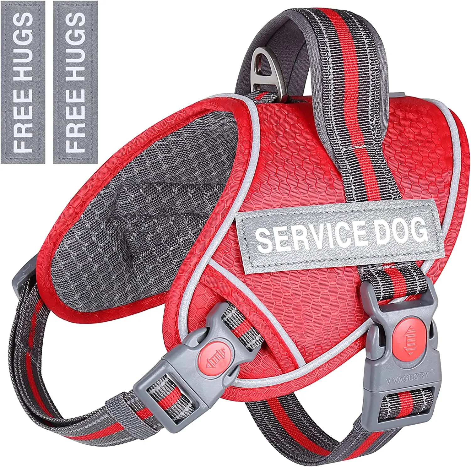 NIBAO Service Dog Harness, No Pull Adjustable Service Dog Jacket with Padded Handle