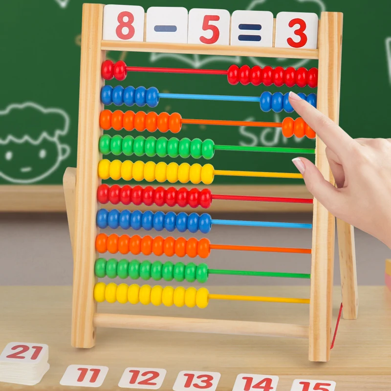 Factory wholesale Preschool Learning Calculation Frame With Wooden Abacus Counting Beads And Math Skill Development