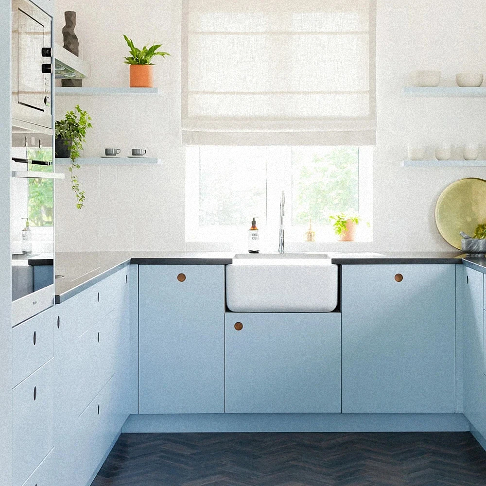 Modern fresh style  Kitchen Cabinet Solid Wood Cuisine Complete Free Kitchen Design Mediterranean Sea style kitchen cabinet