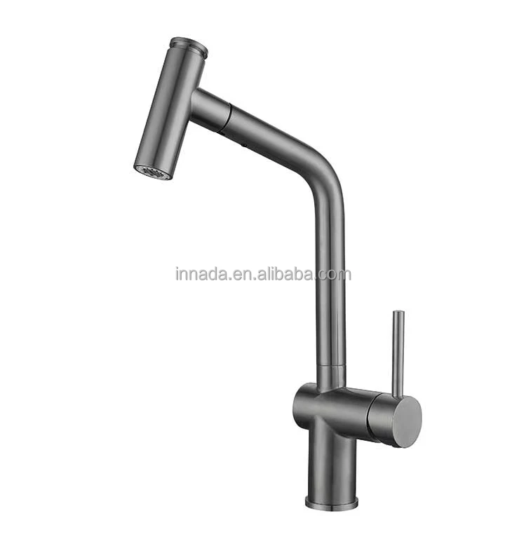 Waterfall Kitchen Sink Faucet with Pull Down Sprayer, 3 Modes(Sweep/Stream/Waterfall) Rotary Switch Stainless Steel Faucet