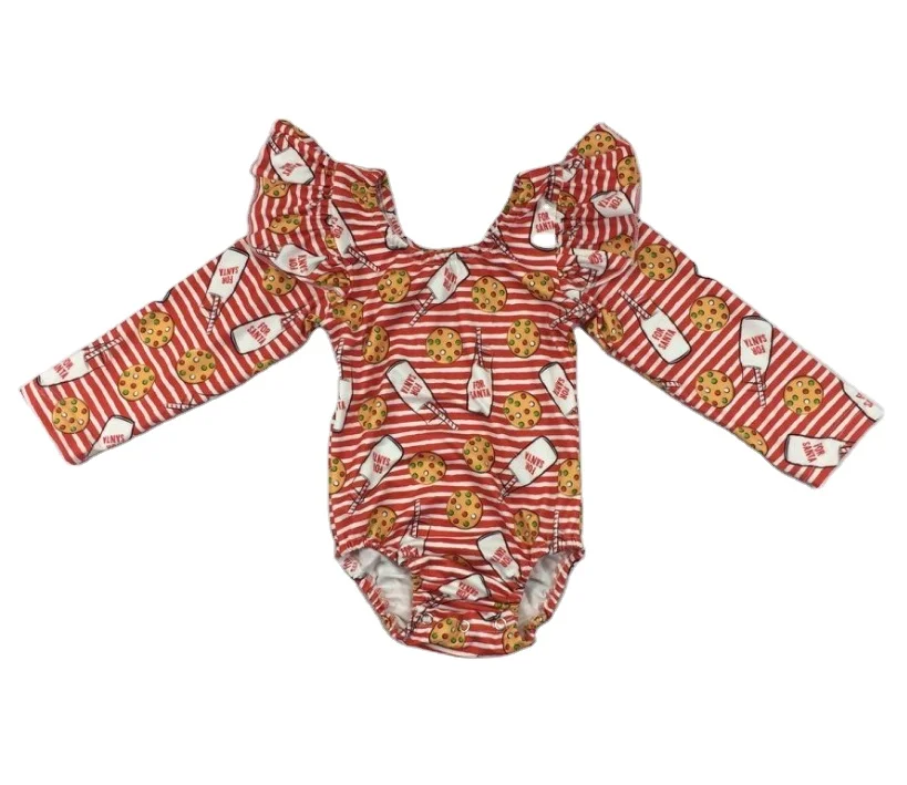 Oem Детский бутик, оптовая продажа, комбинезон для новорожденных, Рождественский купальник с принтом Санта Клауса, весенний комбинезон, одежда для маленьких девочек