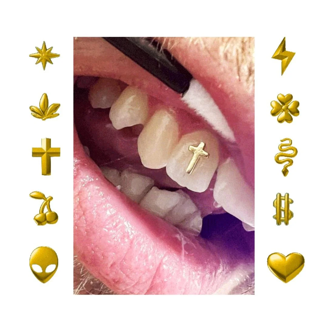 18K Gold Tooth gems dental lead free tooth gem jewelry 14k 18k Yellow gold tooth gems kit