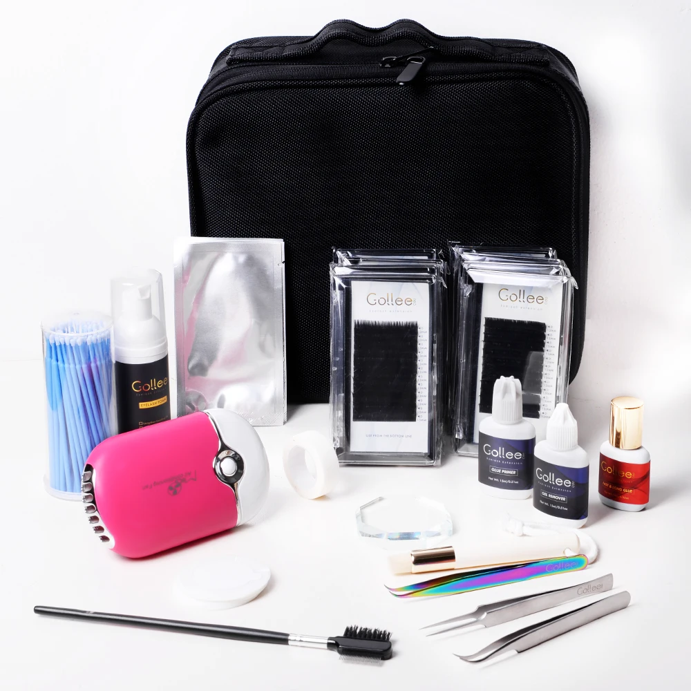 Gollee Application Private Label Professional Cases Tools Mink Starter Eye Lashes Training Lash Extension Kits