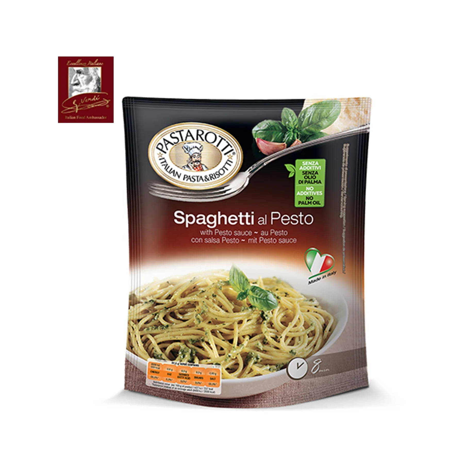 Spaghetti al Pesto 175g Fast cooking MADE IN ITALY Top Italian Quality GVERDI Selection with basil pesto ready to eat in 8 min