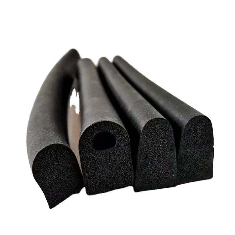 doors windows D type sponge EPDM sealing gasket D shaped foam rubber seal strip for automobiles trucks ships extrusion profile
