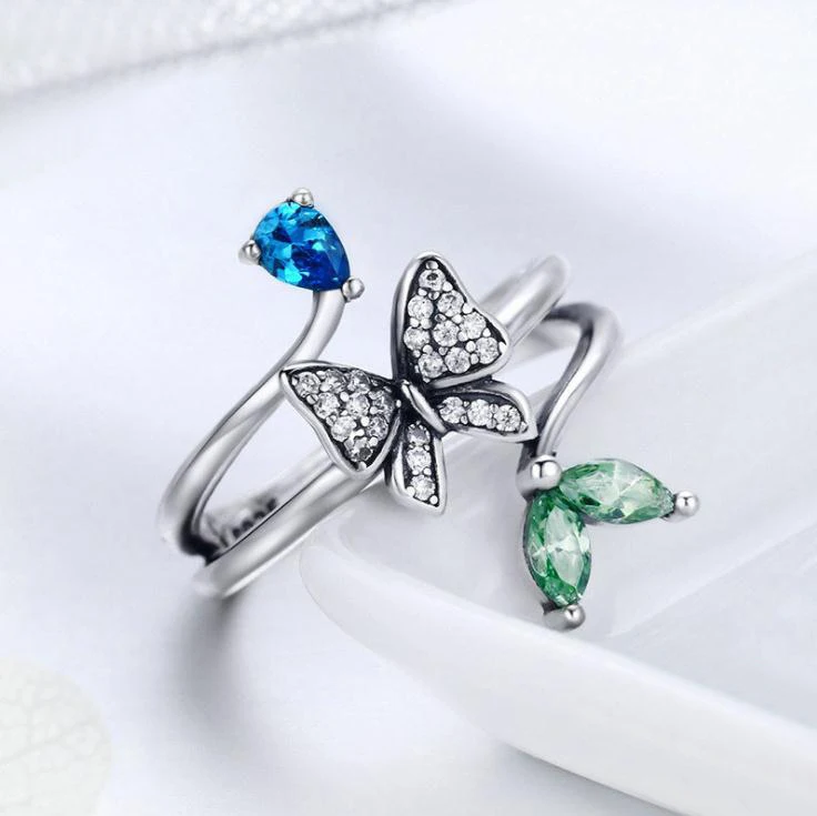 
whosesale collection Butterfly design ring silver sterling 925 jewelry butterfly jewellery 