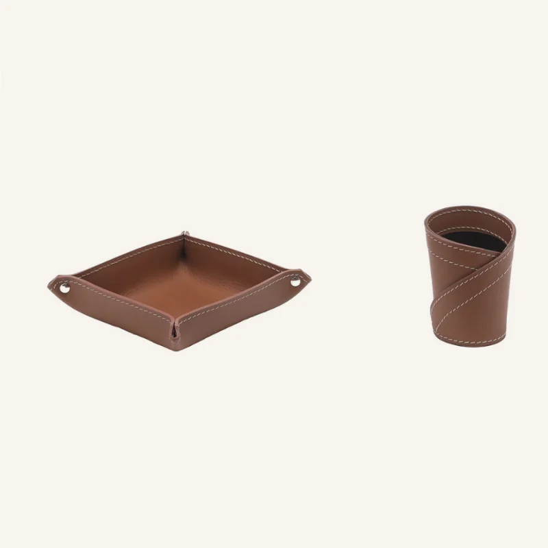 Desk Accessories Set Table Organizer Desk Pad Pen Holder Valet Tray Office Handle Letter Opener Portfolio Folder Leather Gift