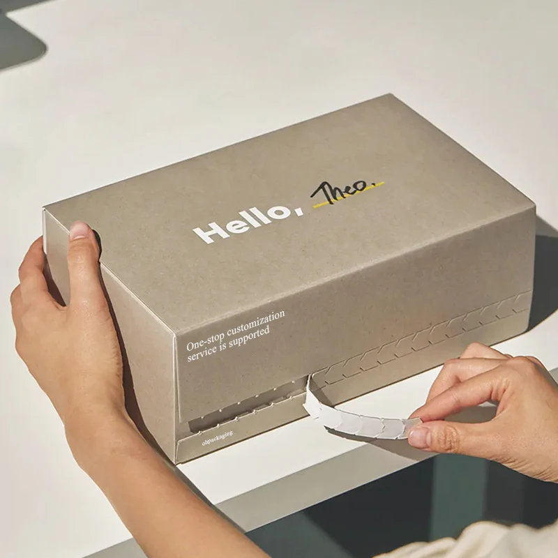 Custom Logo Cardboard Shipping Box With Zipper Strip Commerce Mailing Adhesive Tear Strip Open Postal Self Seal Mailer Box