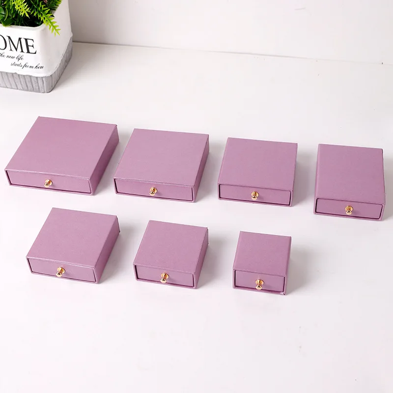 gradient pink jewelry storage art paper box earrings ring necklace bracelet pendant jewelry packing box with velvet foam insert