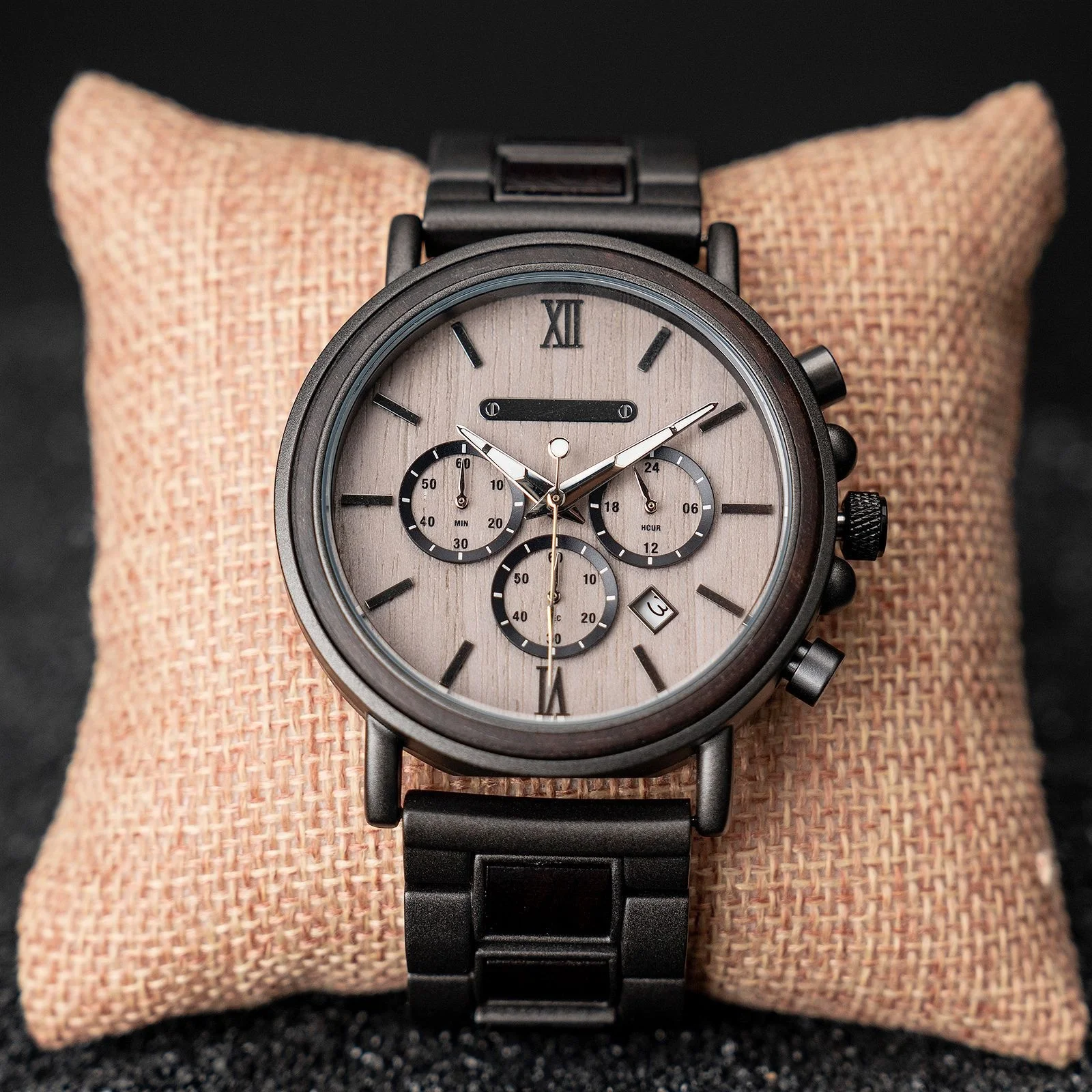 Luxury Wooden Wrist Watch Waterproof Metal Wood Watches Mens Sports Chronograph Quartz Wooden Watch For Men