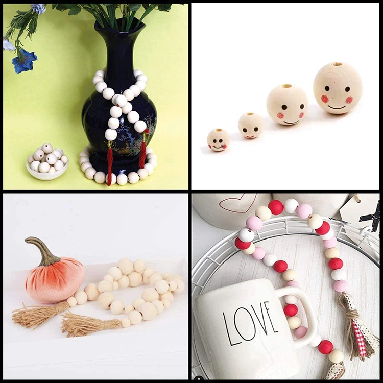 Wholesale Wooden Round Crafts Natural Wood Beads for Jewelry Making