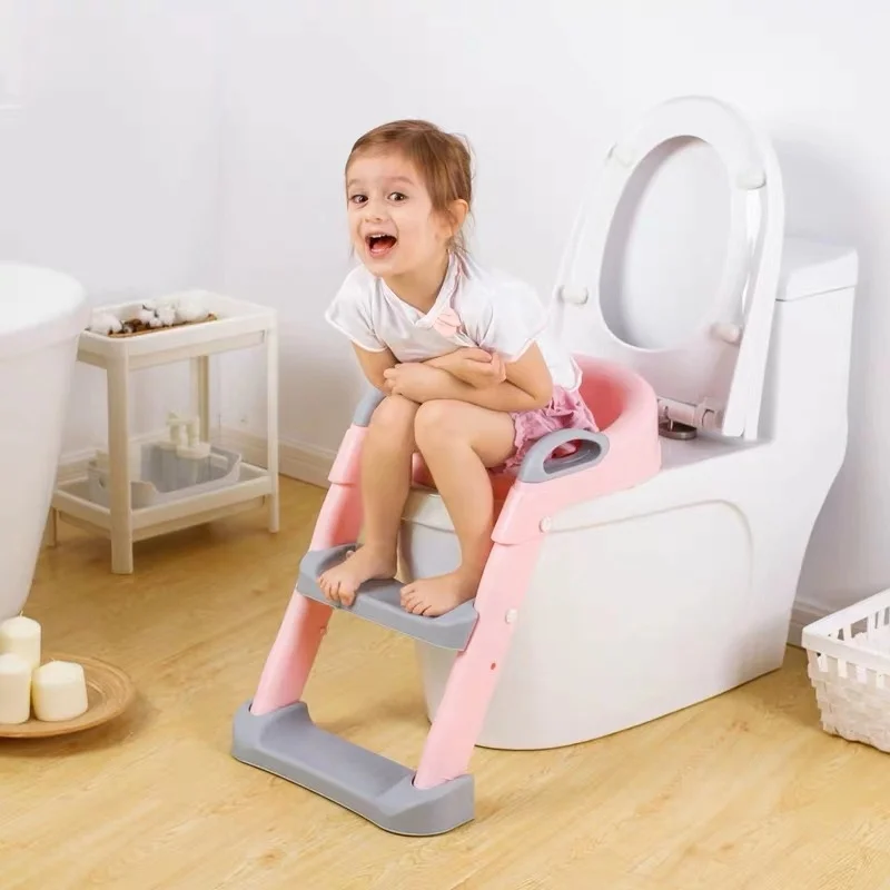 Folding design baby potty chair adjustable baby potty training seat with step stool kids ladder potty