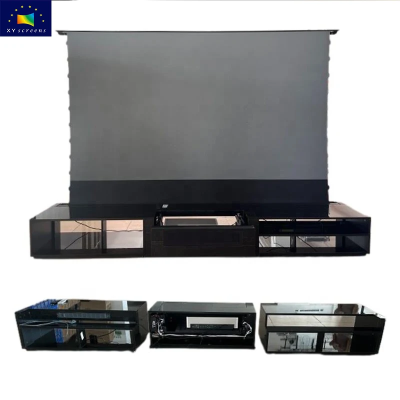 Living room furniture Formovie UST projector motorized Cabinet with Floor Rise up screen