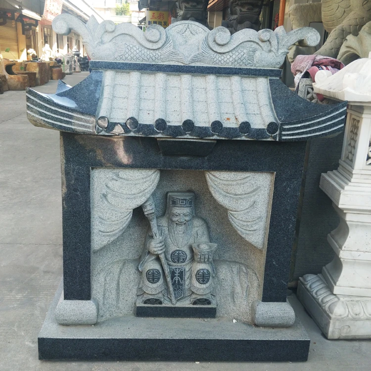 Factory Supply Outdoor Buddha Temple Stone Shrines Antique stone Small Temple Of The God Of Earth TU DI GONG MIAO Baldachine