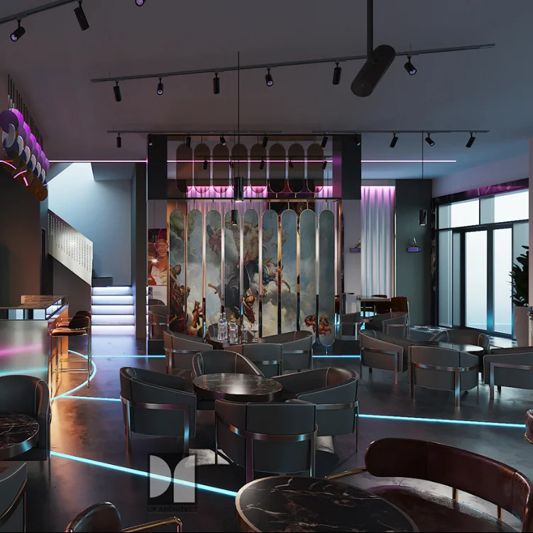 Modern neon LED light club furniture display design custom luxury pub wine bar operating table bar counter