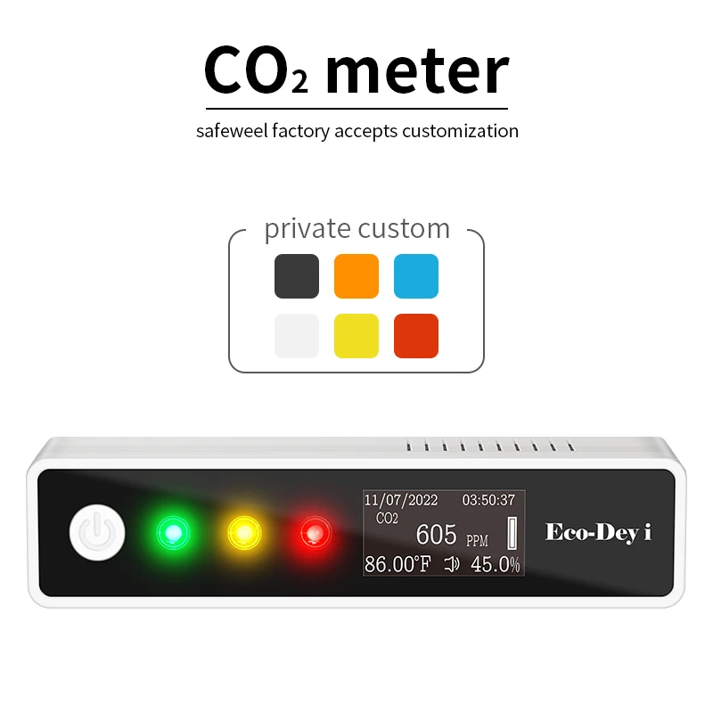 Digital co2 smart wifi monitor indoor outdoor air quality measuring instrument carbon dioxide tester mini touch screen co2 meter