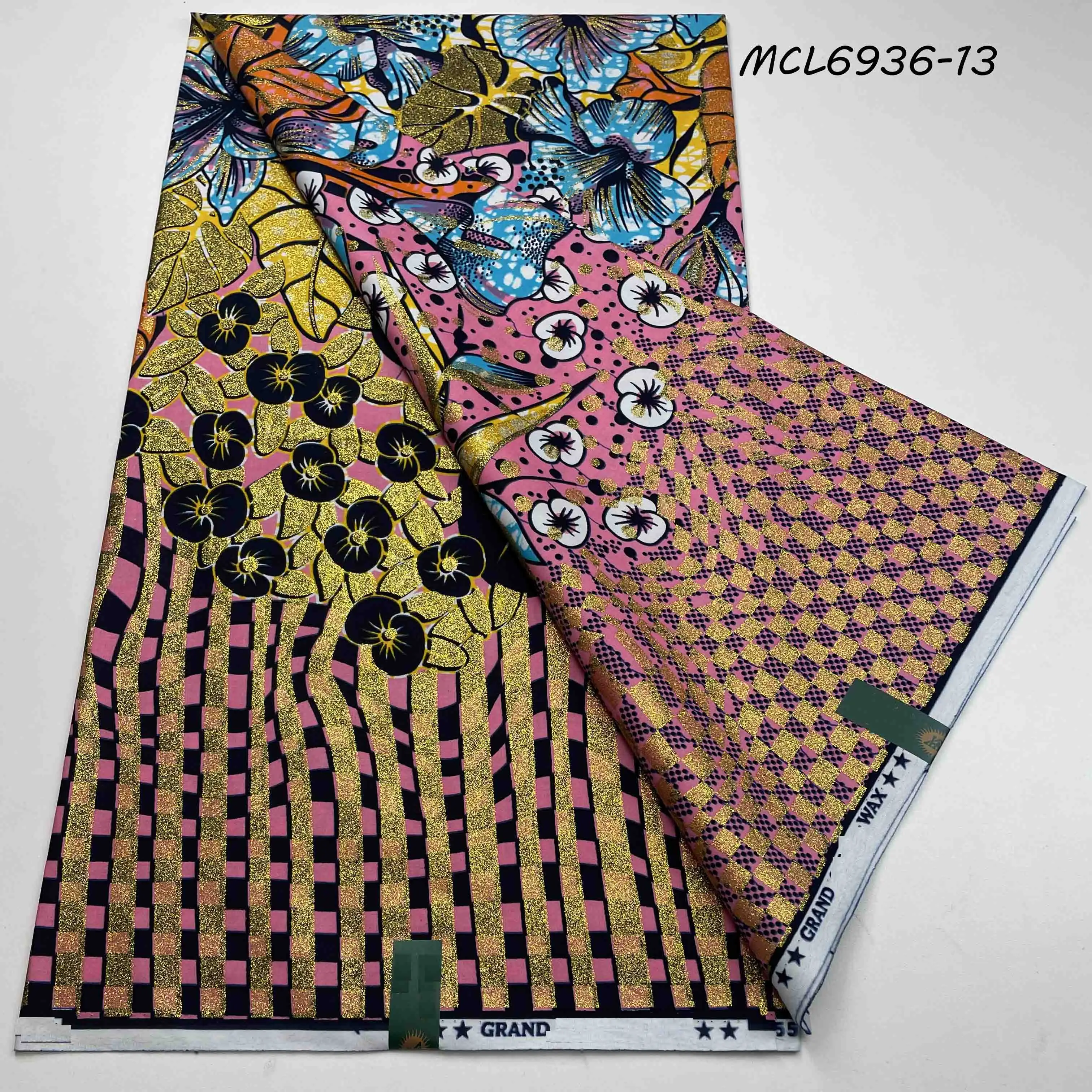 High Quality 100% Cotton Super Ankara Fabric African New Grand glitter Wax Holland in China