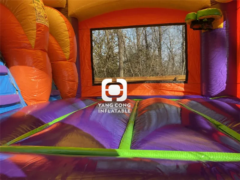 Inflatable trampoline slide