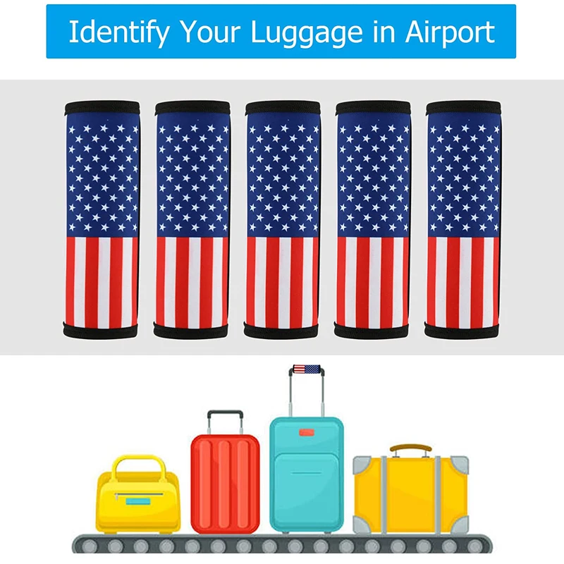 American flag style luggage handle Grips Wrap neoprene Suitcase Identifier Travel Bag Wraps with Custom