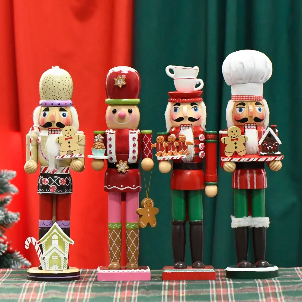 35CM Gingerbread Man Nutcracker Variety Style Popular Christmas Decoration Wooden Nutcracker