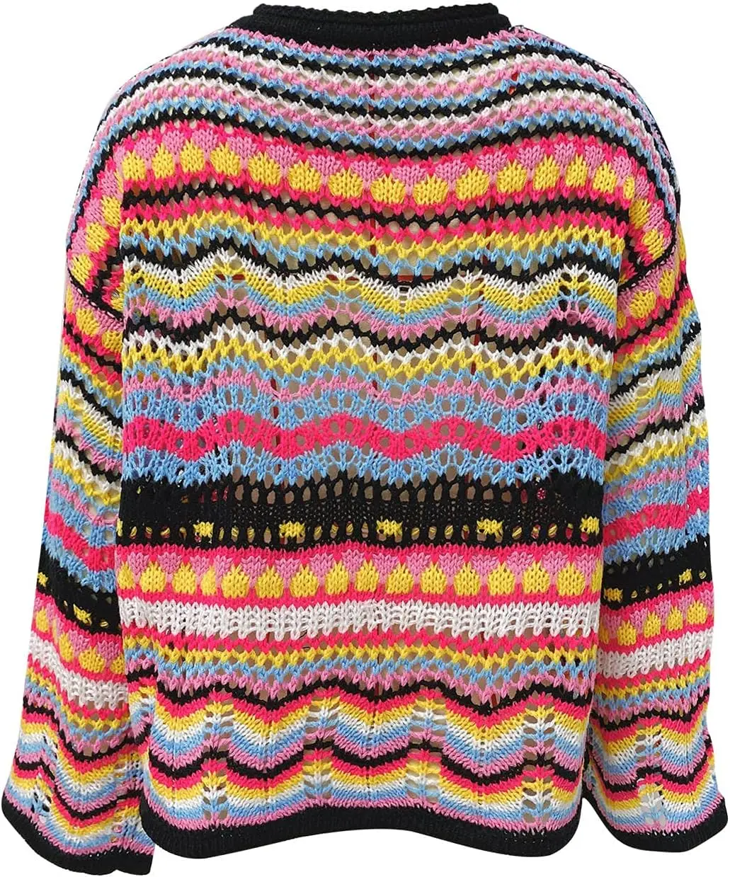 Factory Custom Wholesale Women Long Sleeve Crochet Sweater With Pointelle Casual Knit Women Clothing Sweater Pullover