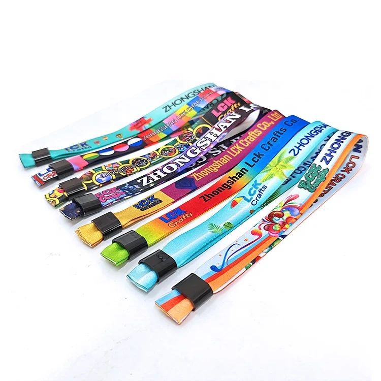 2024 Custom Cloth Event Ticket Wristband Sublimation Printed Polyester Fabric Festival Wristband