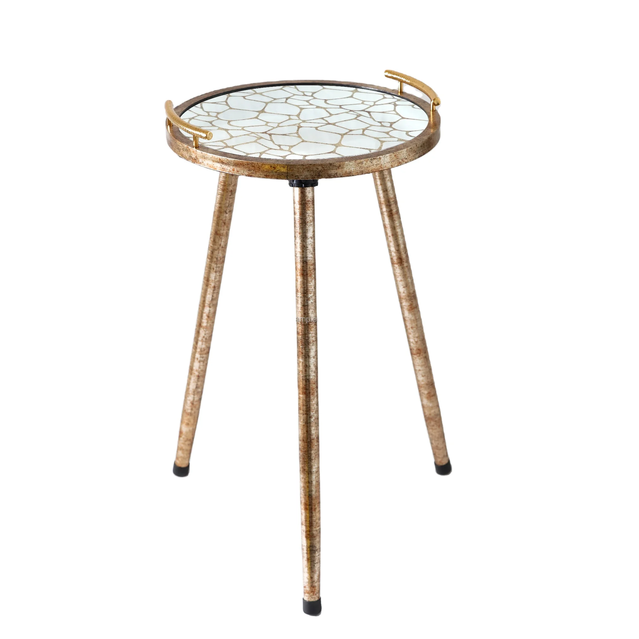 gold metal luxury modern round table coffee