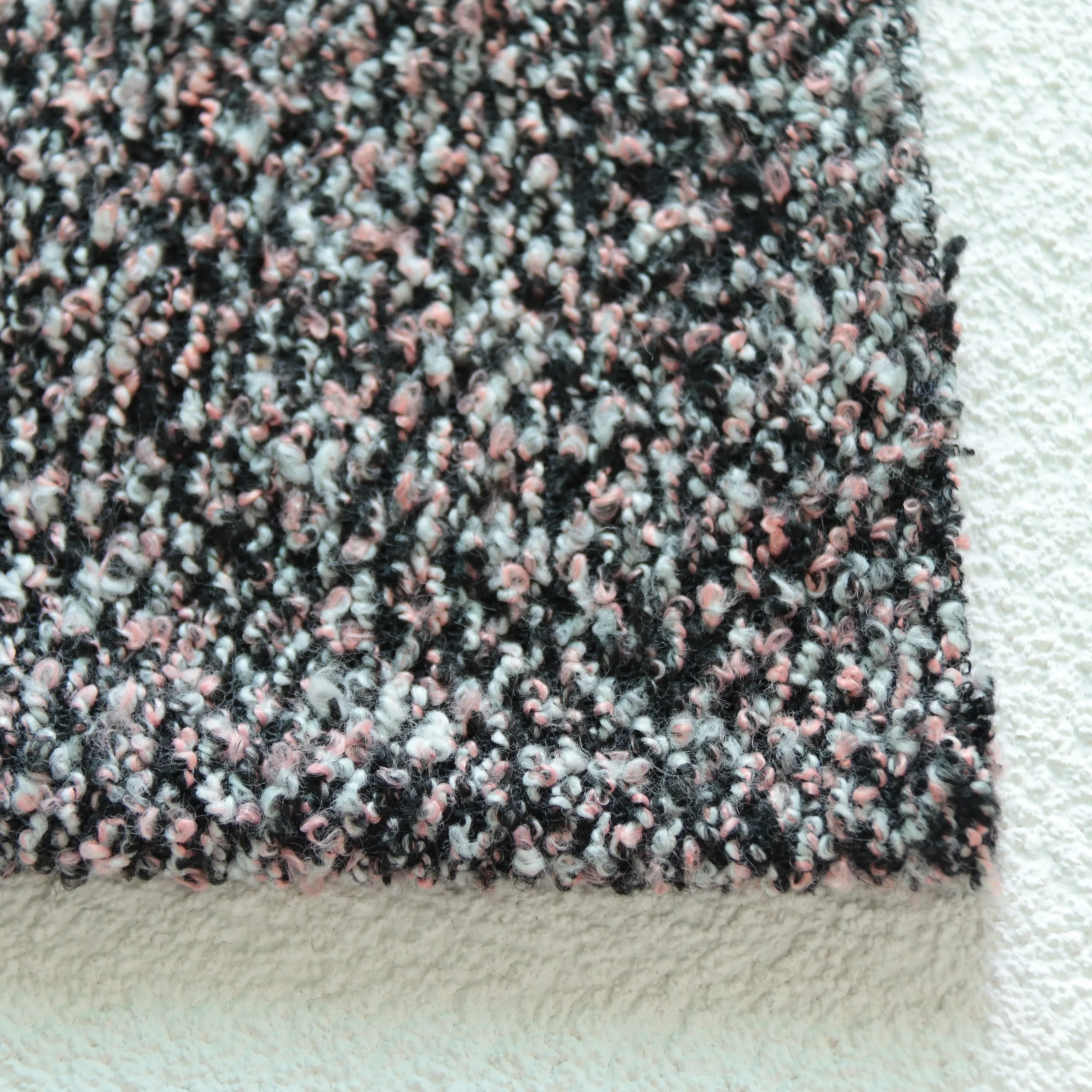 Latest Design Yarn dye black white terry tweed knit needle fabric Living Room Furniture Car Soft Bag