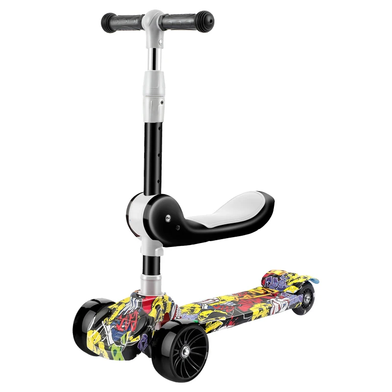 Scooter children 1-2-3 6 year old girl Princess baby 3-in-1 can sit on kids pedal slide scooter