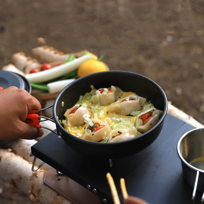 3-piece cookware set 2-3 person camping cooking outdoor portable aluminum travel tableware set