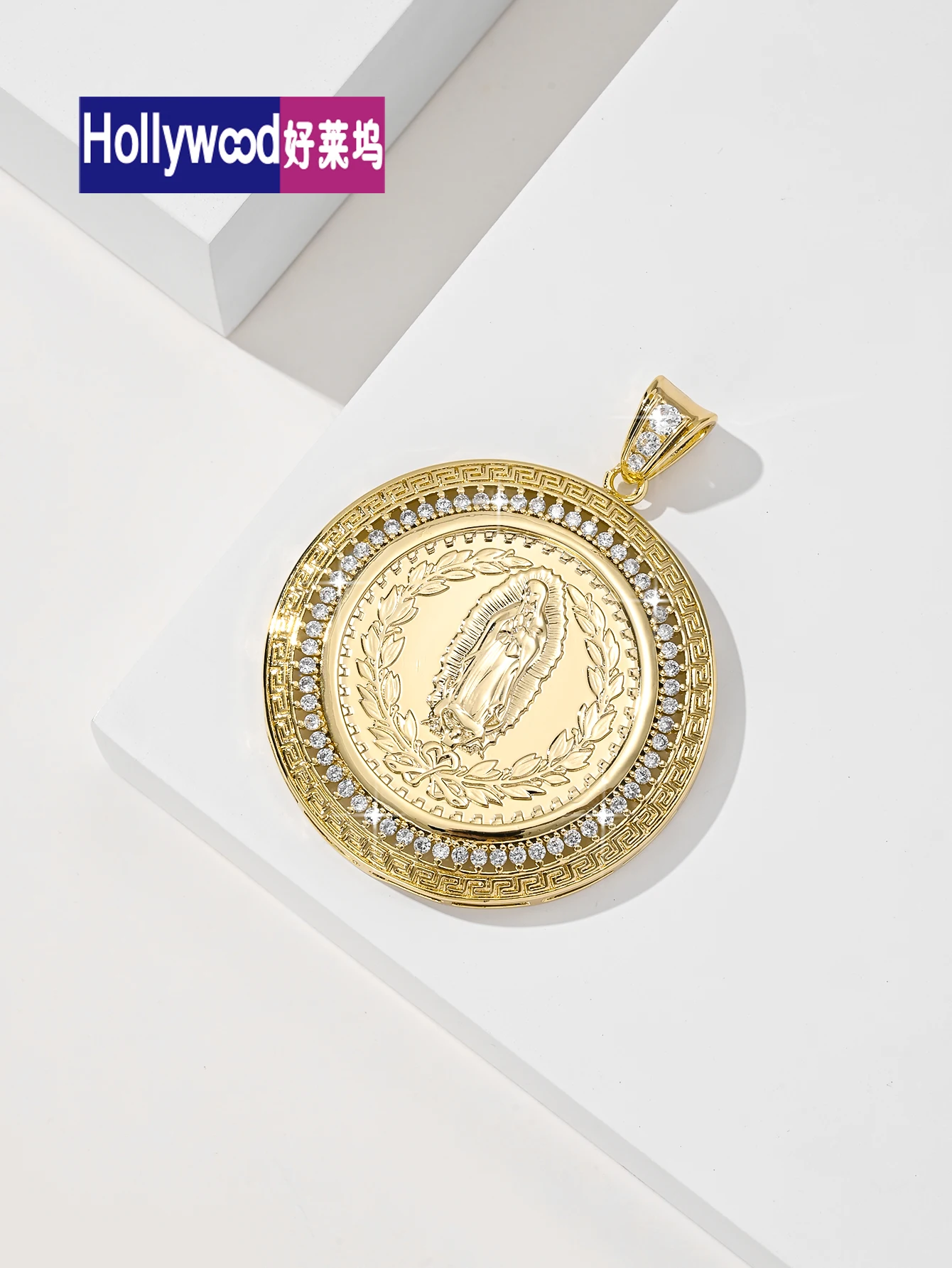 Virgin Mary Jewelry Mexico  Dollar  50 PesosGold Plated Coin Arabic Chinese 18K Gold Zircon Ace Plated Turkey Coin  For Men